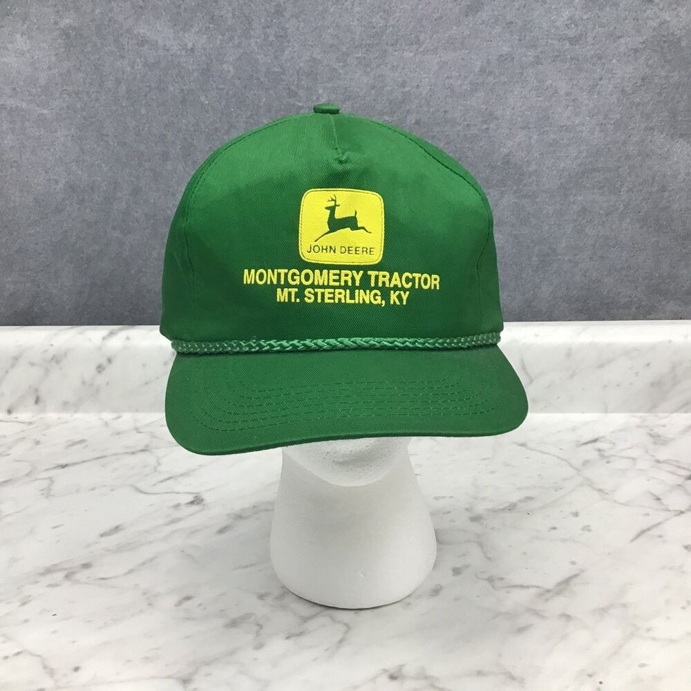John Deere Montgomery Tractor Hat Men's One Size Snapback Green Yellow Rope